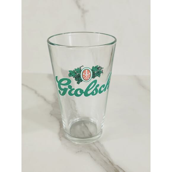 Dutch Grolsch Brewery Pint Beer Clear Glass 16oz Drinkware 5 1/2" Tumbler x2 - Picture 3 of 12